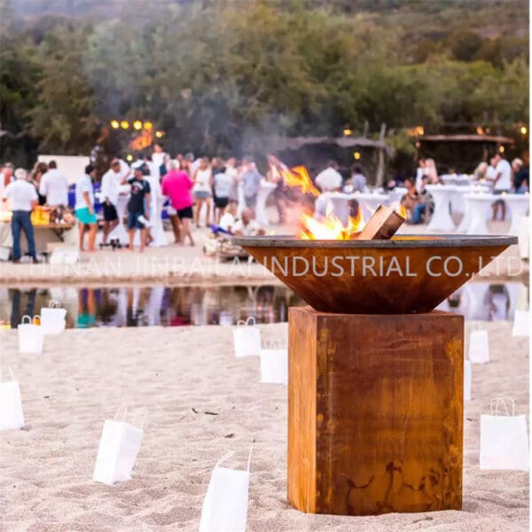 Outdoor Corten Steel Fire Pit Charcoal Bbq Grill