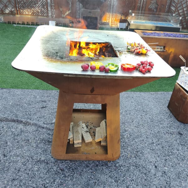 Outdoor Garden Rust Corten Bbq Grill