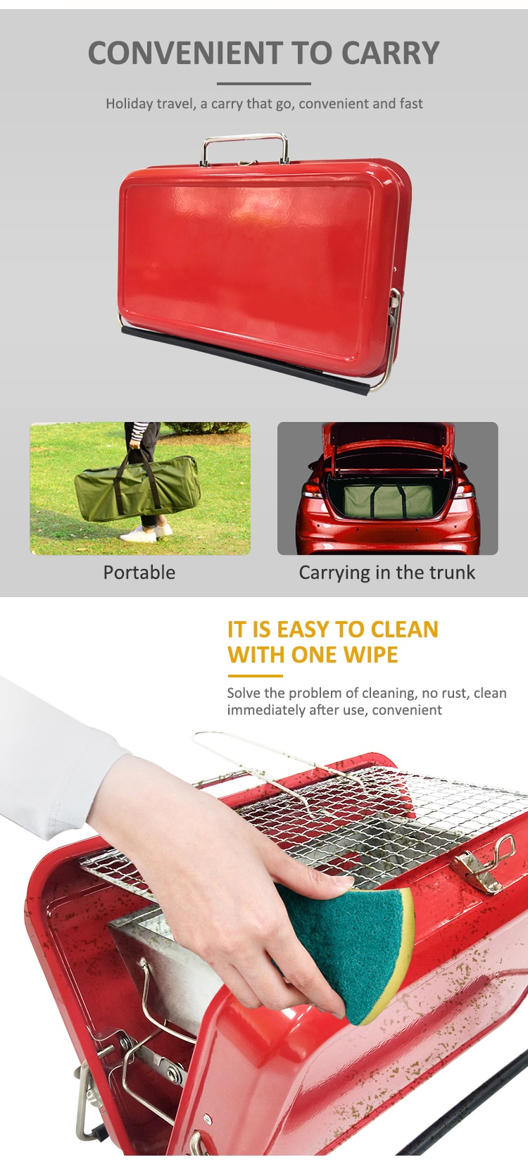 Portable Briefcase Charcoal BBQ Grill