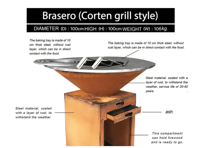 Corten Steel BBQ Fire Pit with Grill Factory,china,price,manufacturers, suppliers, customized, wholesale, cheap, for sale, in stock.