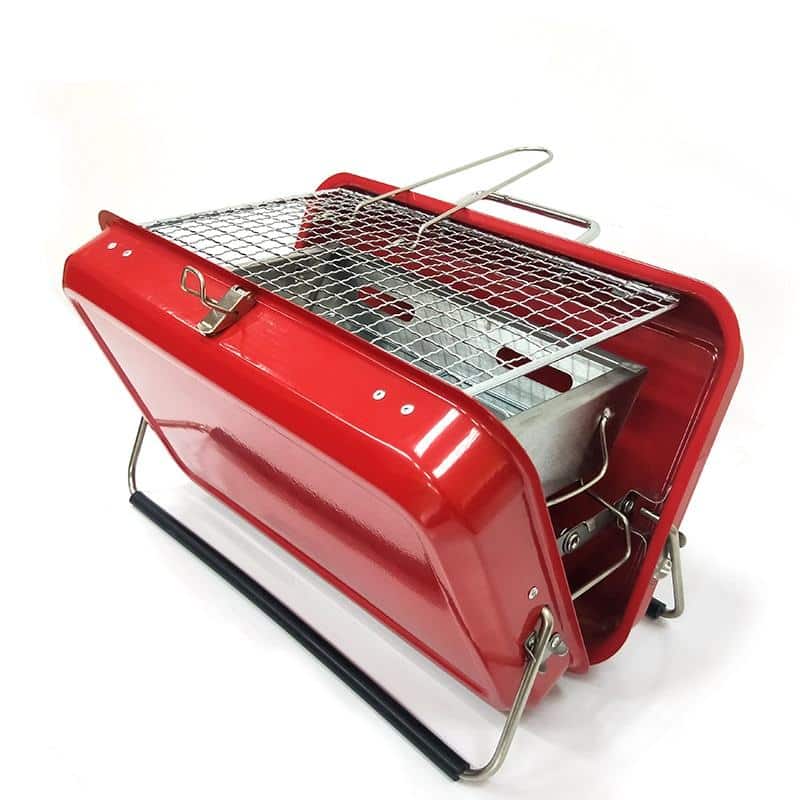Portable Folding Briefcase Design Stainless Steel Charcoal BBQ Grill