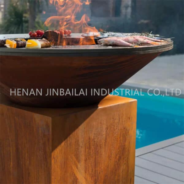 corten steel BBQ grill for outdoor cooking