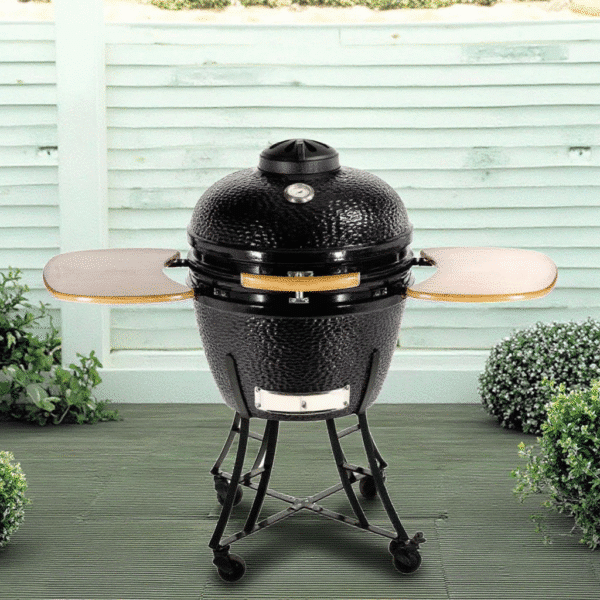 Portable ceramic charcoal grill for small patios