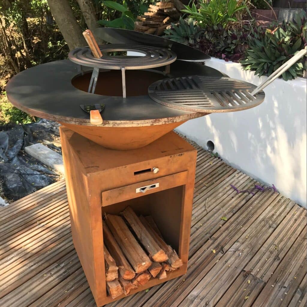 Corten Steel Charcoal BBQ Grill Kitchen Fire Pit