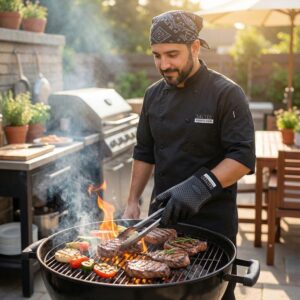 Round charcoal bbq grill for backyard