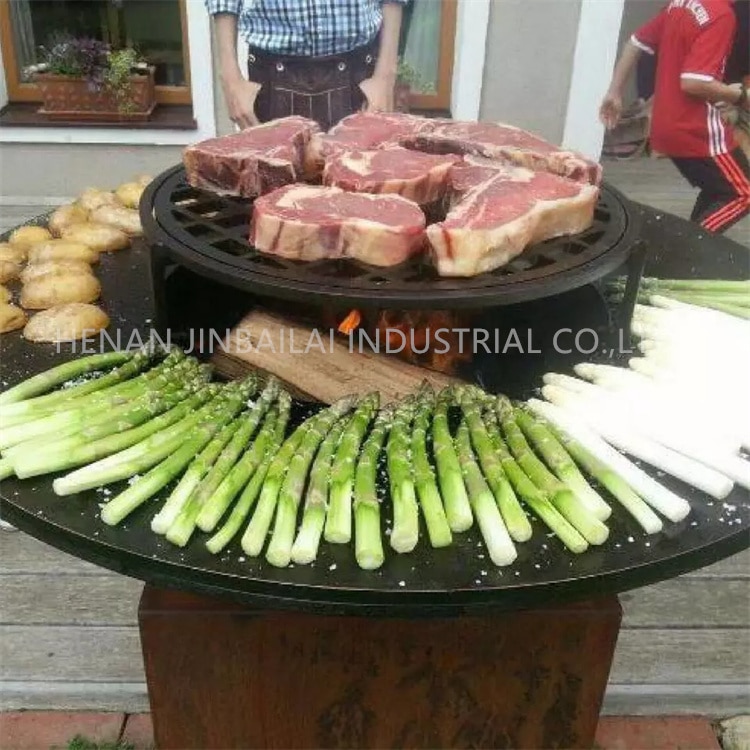 Corten steel charcoal BBQ grill