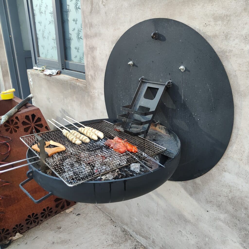 Wall Mounted Charcoal Grill Metal Steel Grill